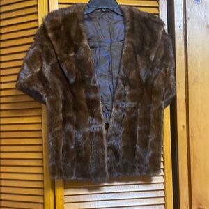 Elegant Brown mink long stole one size fits all satin inside